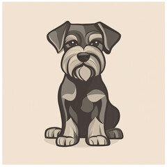 Fototapeta premium Miniature Schnauzer Dog Logo Modern Pale Background One Big