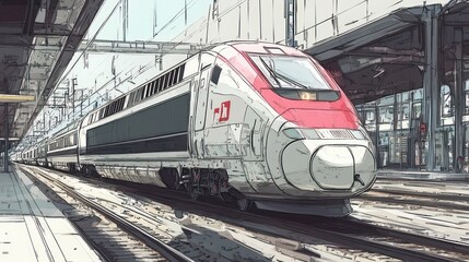 Fototapeta premium High-Speed Train Arriving at the Station