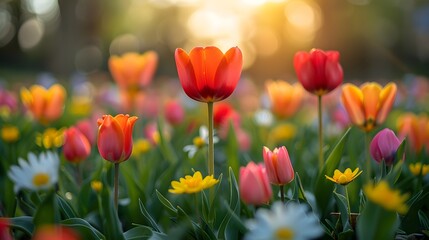 Blossoming Floral Paradise in Spring Light