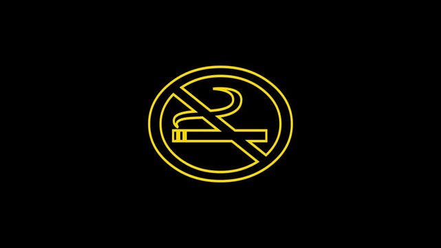 no smoking sign on black backgraoundDo not smoke animation. No smoking symbol.No smoking warning sign