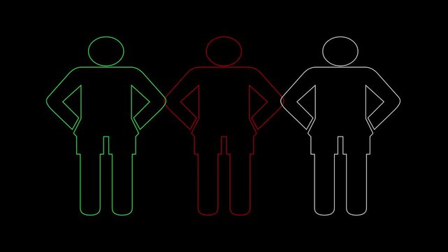 full family symbol glitch screen distortion display animation seamless loop background many human shape iconsx, Large-sized Grey Color Woman