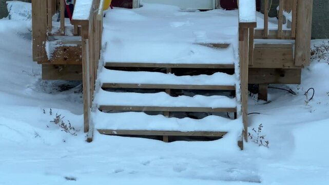 Snow removal, snowy steps