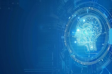 Artificial Intelligence, Technology Background, Silhouette Of Human Head, Concept For Neural Network