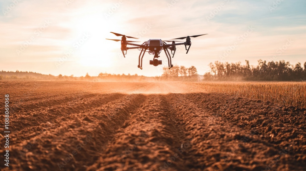 Leinwandbilder a cutting-edge ai-powered smart agricultural drone for soil analysis, modern farm field with drones 
