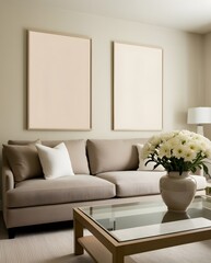 Frames mockup. Interior mockup with house background. Modern interior design. Best room decorating ideas