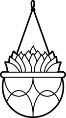 Succulent in hanging pots outline vector