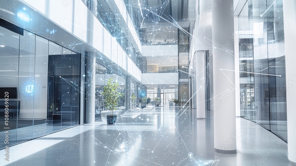 Poster A cutting-edge AI-powered smart building occupancy management system, modern office building with technology for monitoring and optimizing space usage and occupancy levels, Occupancy Management style