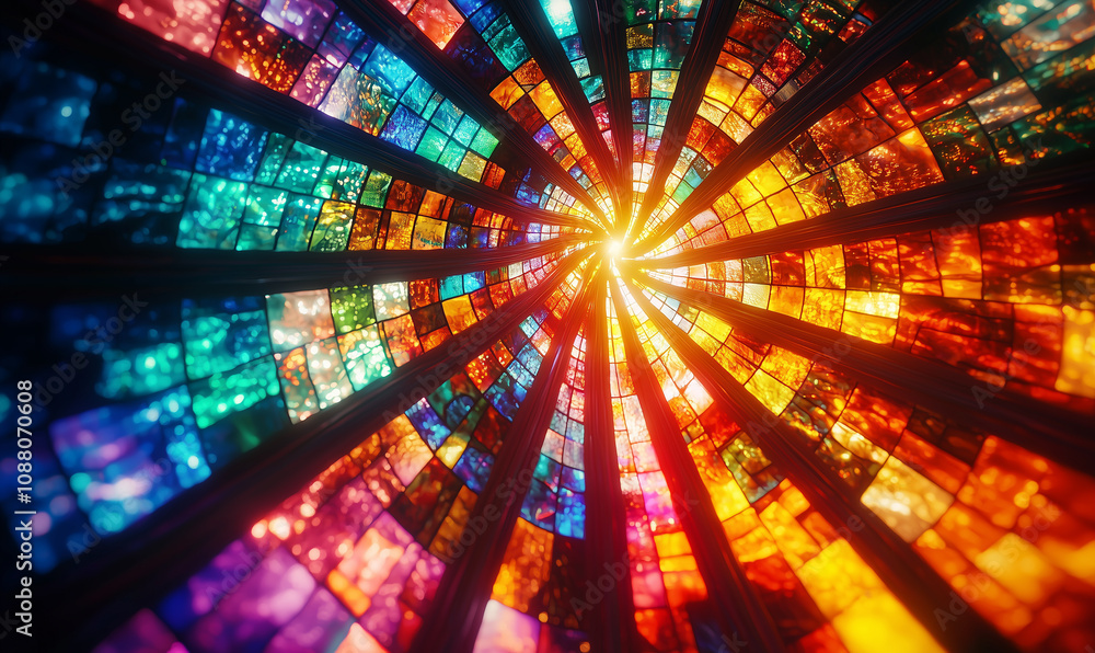 Aufkleber abstract background of swirl colorful rainbow mosaic scatter plot made of tiny, colorful glass tiles