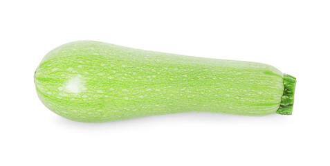 One fresh ripe zucchini isolated on white, top view