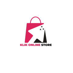 a shopping bag logo with a combination of cursors. online store logo
