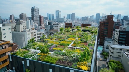 Obraz premium Urban Oasis: Rooftop Garden in Tokyo