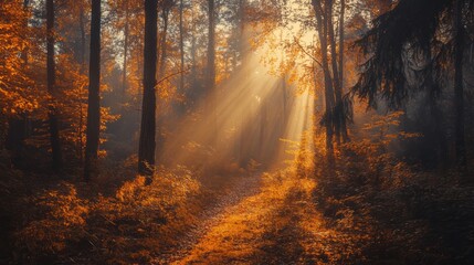 Obraz premium Sunbeams Through the Trees