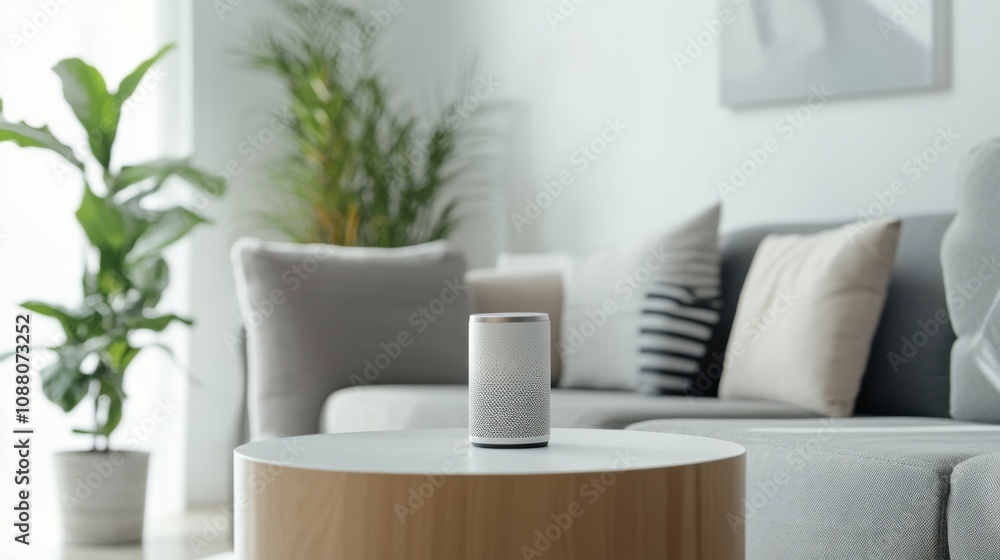 Poster A cutting-edge AI-powered smart home assistant for daily tasks, modern home environment with integrated AI systems for managing schedules, security