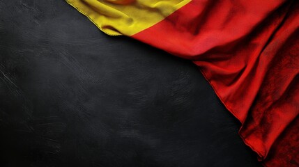 Belgian Flag Displayed on a Black Background With Space for Text Beside It. Generative AI