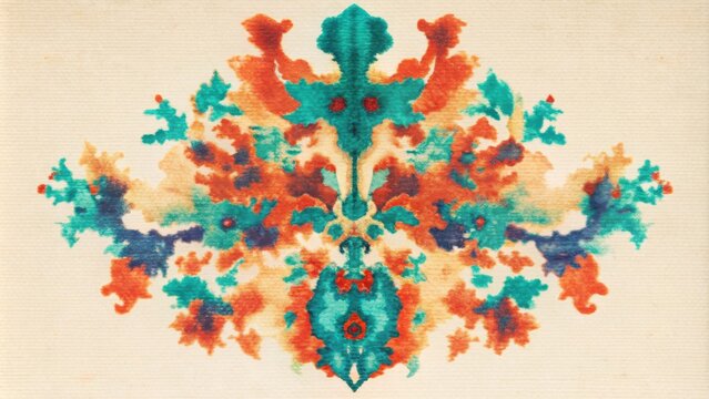 Retro risograph printed abstract geometric rorschach test with messy organic geometry , retro, risograph, printed