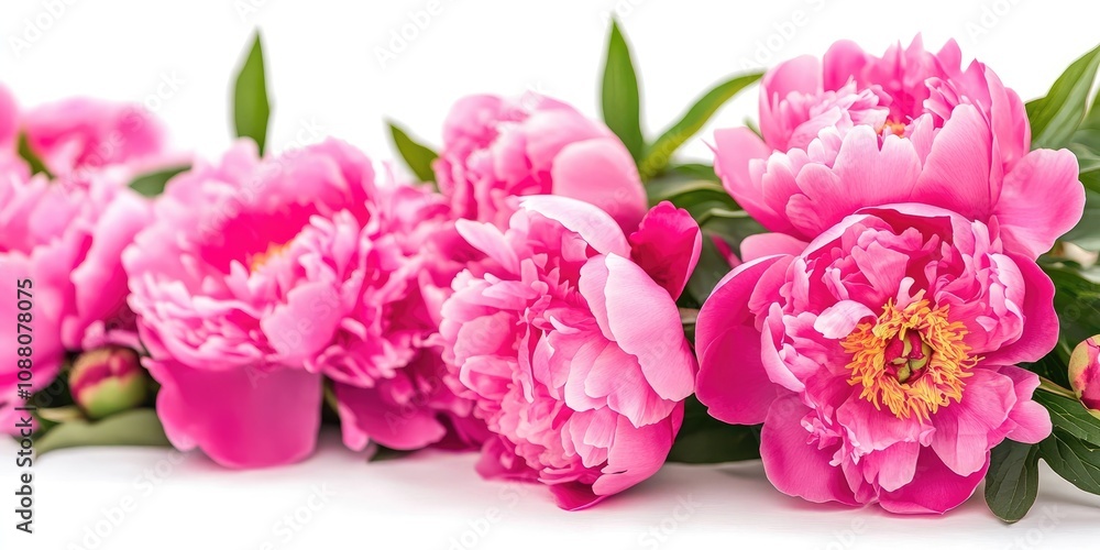 Aufkleber peonies on a white background with selective focus.