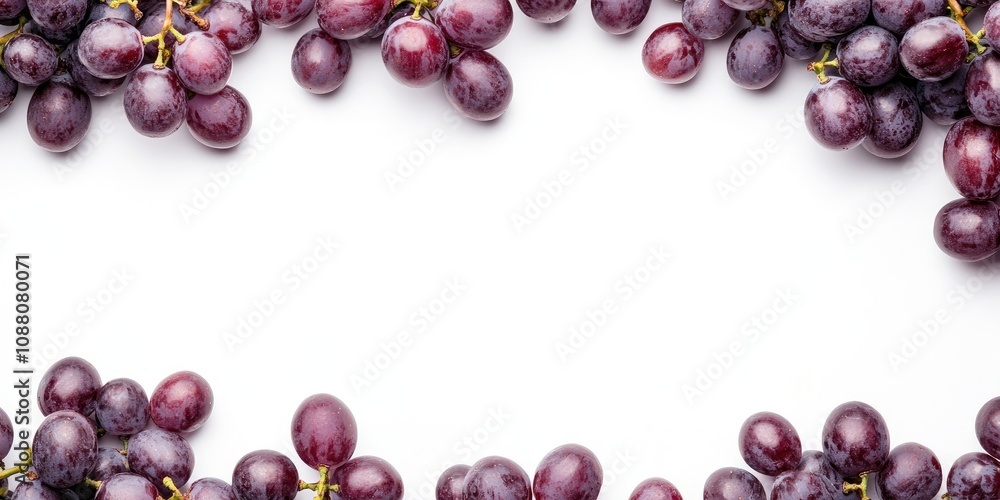 Aufkleber grape berries. grape berries placed on a blank (white) background, arranged at both the top and bott