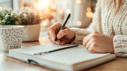 Fototapeta premium Woman Writing in a Notebook