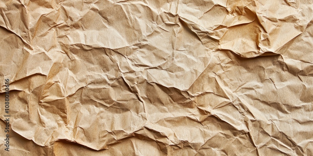 Poster abstract texture background of crumpled and creased recycled brown paper.