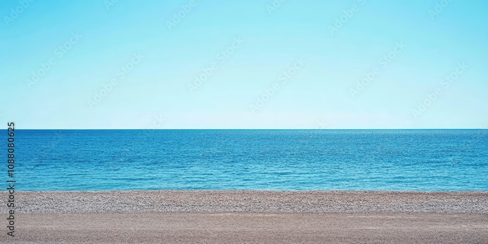 Fototapete empty sea viewed from the beach serves as a useful background - with copy space.