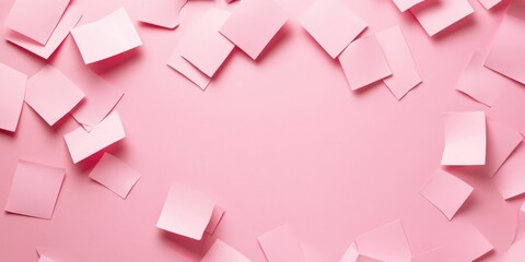 Paper pieces - random winner selection - pink desk top view copyspace