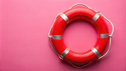 Red lifebuoy close-up on pink background , lifebuoy, rescue, safety, emergency, protection, equipment, buoy, water, sea, ocean,