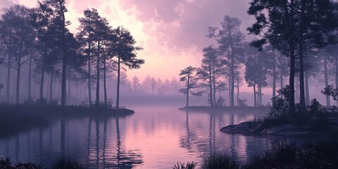 Fototapeta premium sunset over the lake