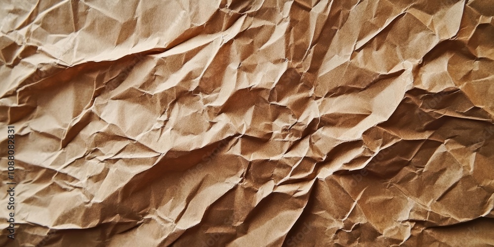 Poster abstract texture background of crumpled and creased recycled brown paper.