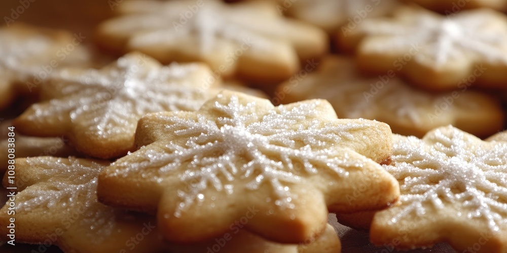 Poster freshly baked sugar cookies. closeup with very shallow depth of field.