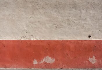 A close-up of an old, weathered red concrete wall