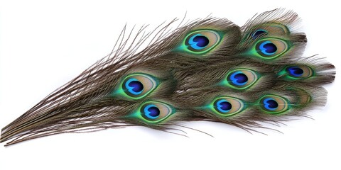 Obraz premium Peacock feathers against a white background
