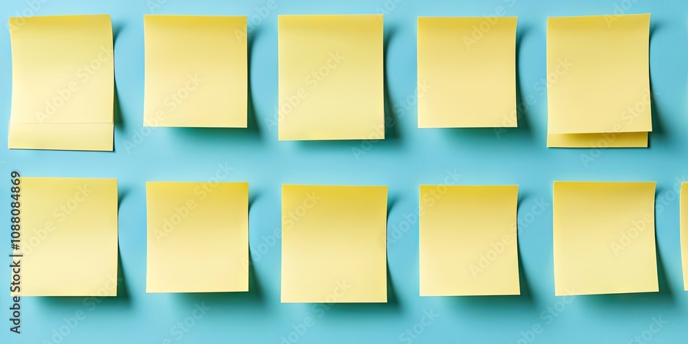 Poster 12 empty yellow sticky notes on a whiteboard