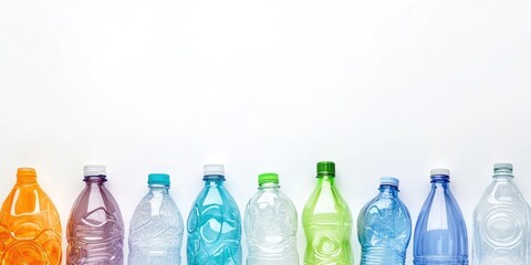 Naklejka premium Environmental issues. Isolated empty plastic bottles on a white background, panorama, copyspace.