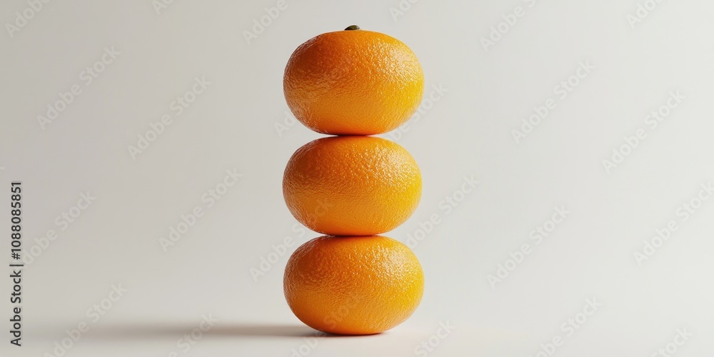 Poster so citrusy. a studio capture of a stack of juicy oranges set against a white background.