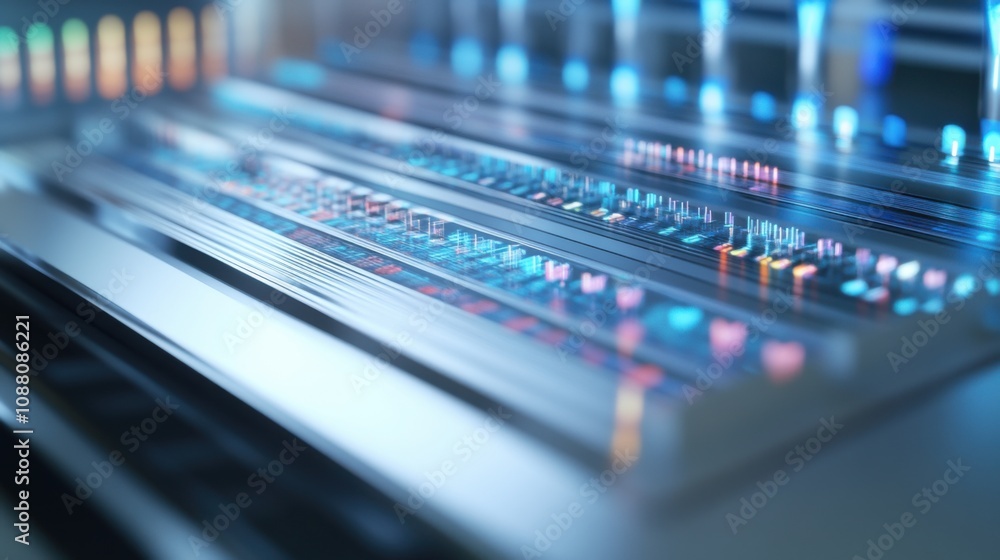 Poster a detailed close-up of a gene sequencing nanopore device, analyzing dna molecules in real-time, geno