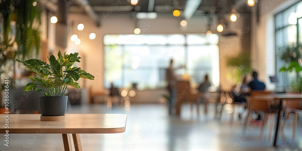 Poster blurred backdrop of a co-working space
