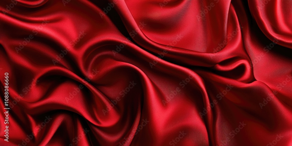 Poster red twisted silk or satin luxury fabric texture can be used as an abstract background. top view.