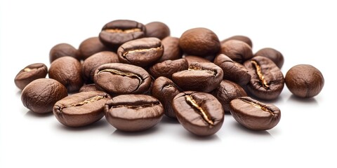 Naklejka premium Coffee beans on a white background.