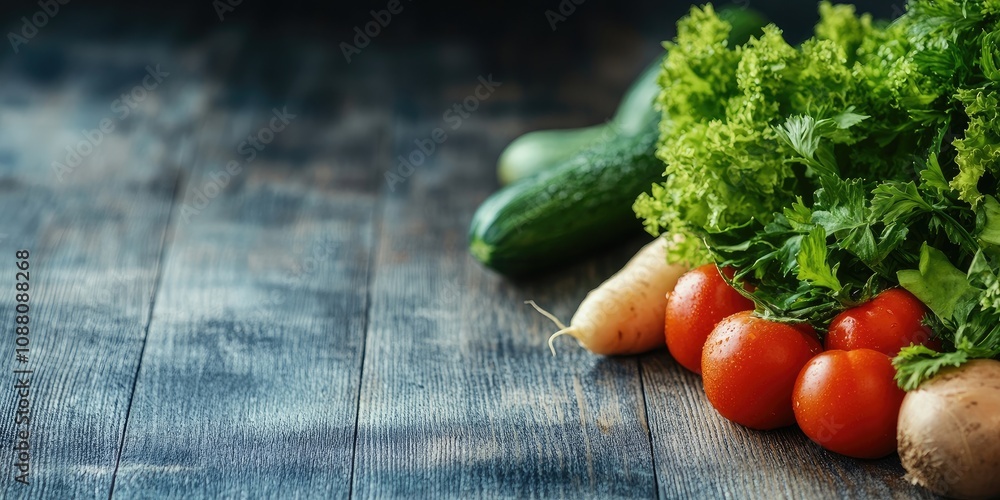 Canvas Prints Fresh, delicious vegetables on a wooden table.