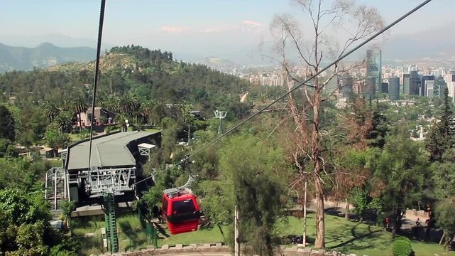 San Cristobal Hill Cable Car with Santiago View, Chile 