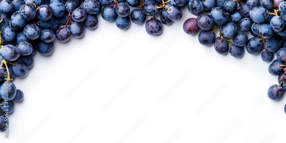 Aufkleber grape berries. grape berries placed on a blank (white) background, arranged at both the top and bott
