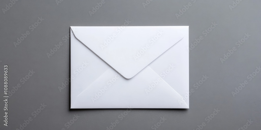 Poster white, blank envelope on a gray background with copyspace.