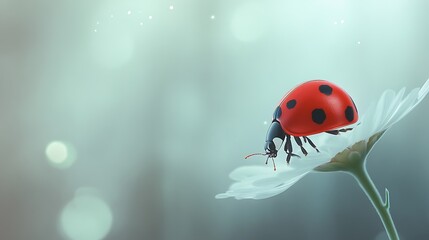 Obraz premium Ladybug on a daisy in soft light.