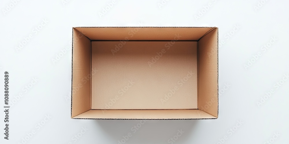Poster an open cardboard box against a white background.
