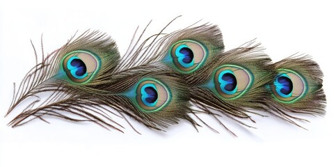 Obraz premium Peacock feathers against a white background