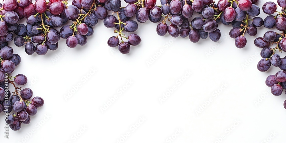 Aufkleber grape berries. grape berries placed on a blank (white) background, arranged at both the top and bott