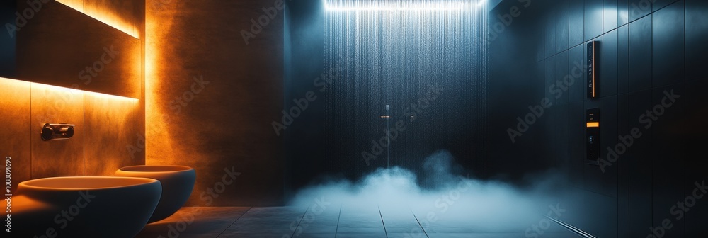 Leinwandbilder the stylish bathroom features a cutting-edge shower system and sleek touch panels, creating a luxuri