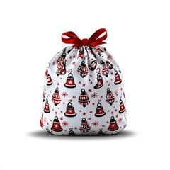Festive Christmas Gift Bag with Red Bells Pattern