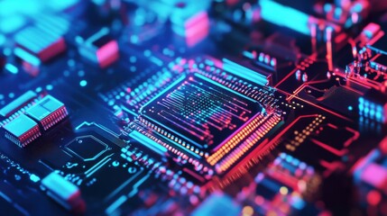 Fototapeta premium A detailed close-up of a quantum computing quantum error correction circuit, demonstrating fault-tolerant qubit operations, Quantum computing technology style