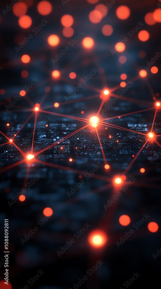Poster Abstract network connection glowing nodes and lines. (1)